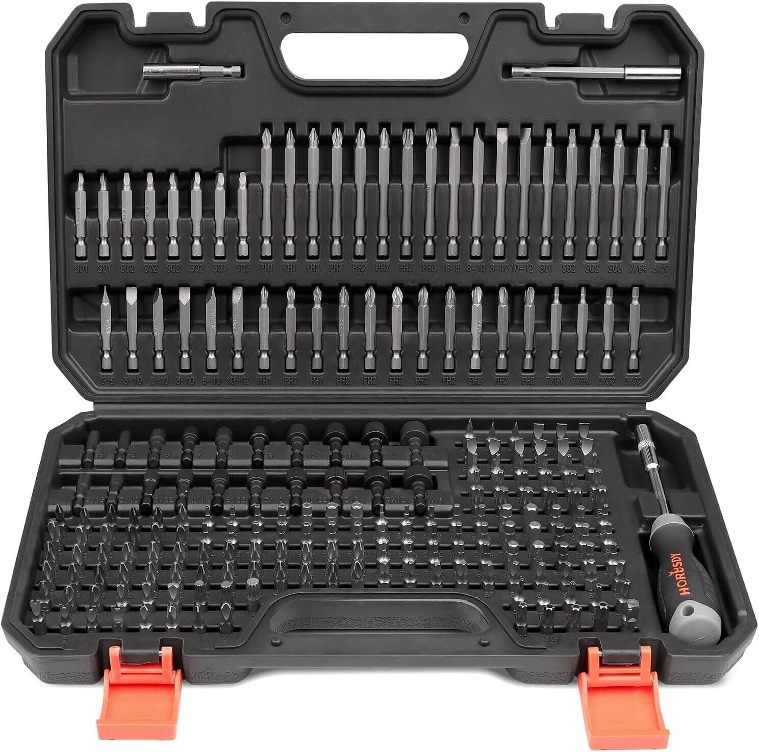 Screwdriver Bit Set | 219 Piece | CR-V Steel | Includes Bit Driver and Hard-to-F