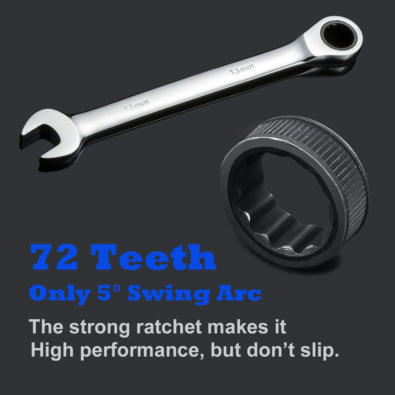 12-Piece 12-Point Combination Wrench Set (8-19mm) with Organizer Rack US