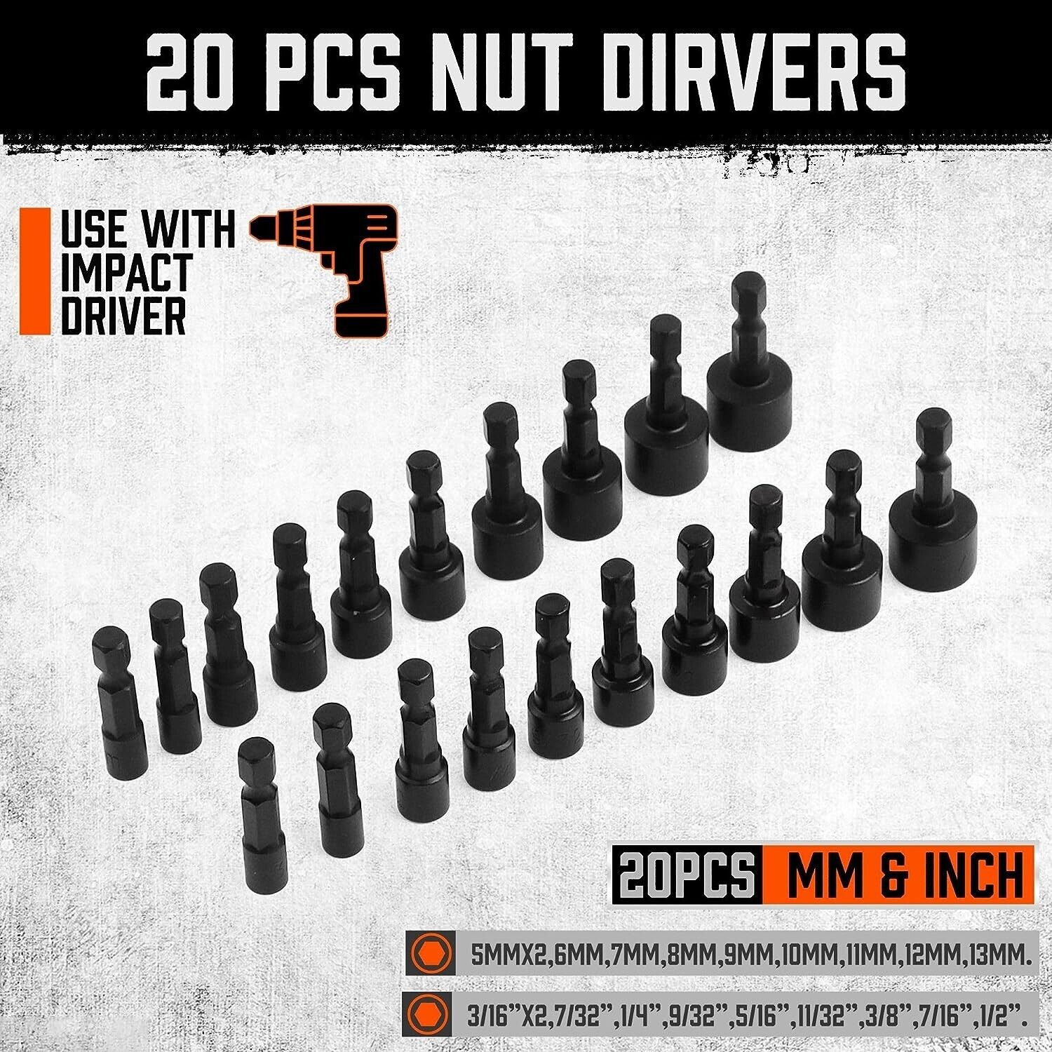 Screwdriver Bit Set | 219 Piece | CR-V Steel | Includes Bit Driver and Hard-to-F