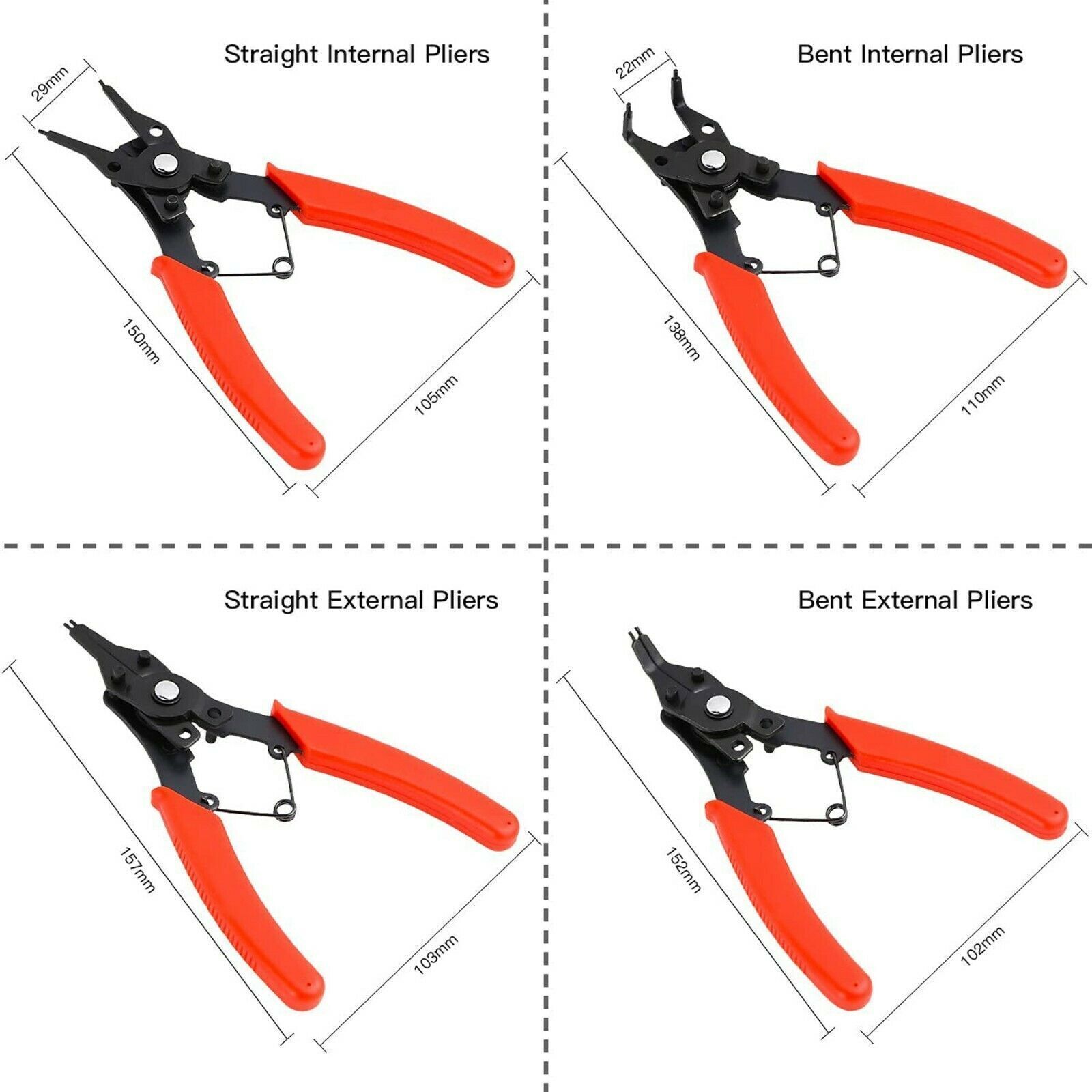 4 in 1 Snap Ring Pliers Plier Set Circlip Combination Retaining Clip Heavy Duty