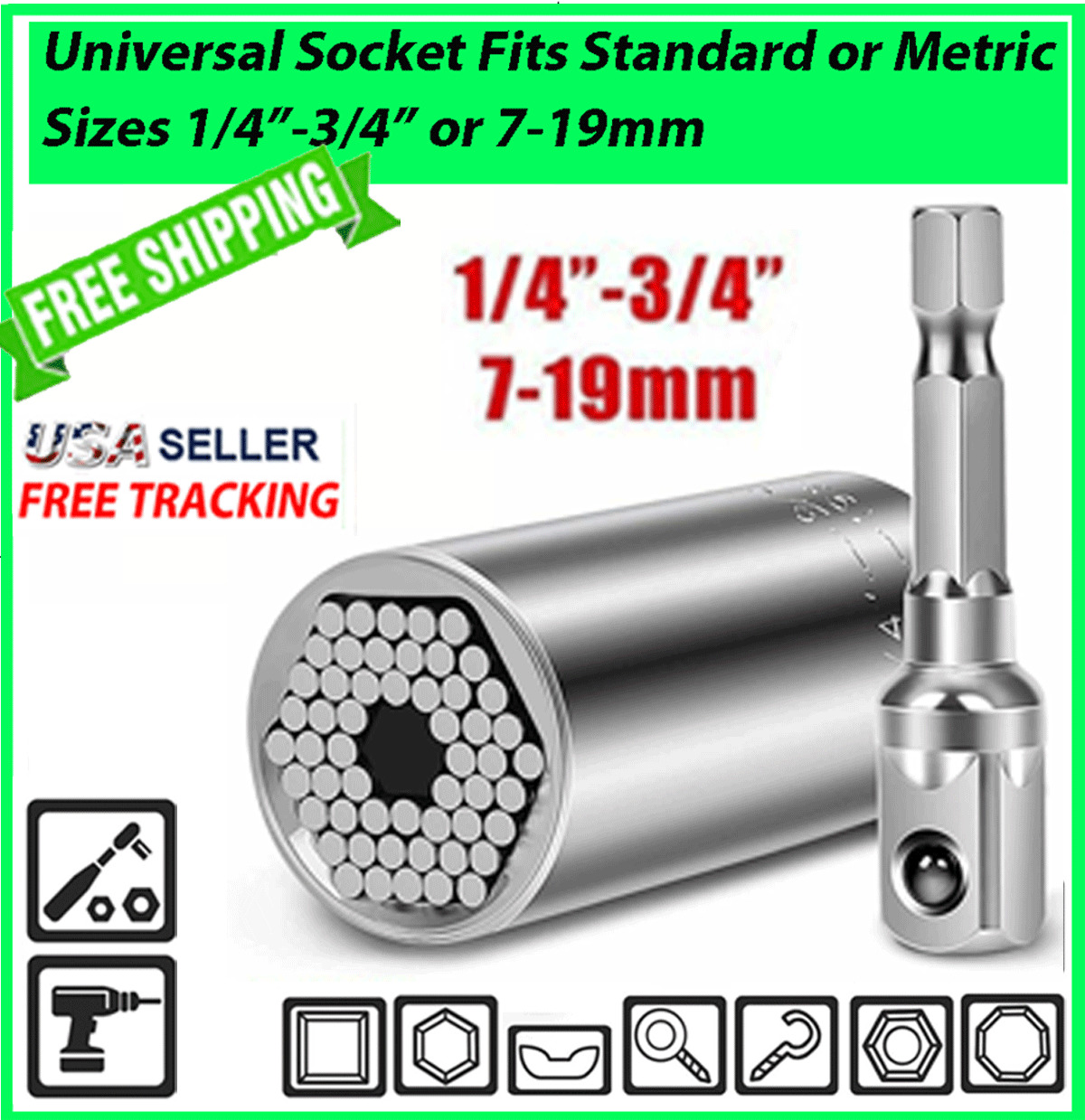 Universal Socket Wrench Alligator Grip Magical Multi Tool All in One Adapter NEW