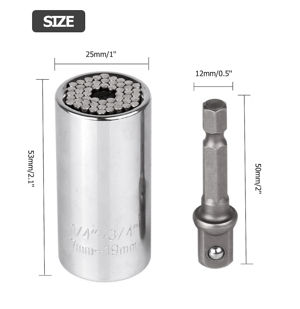 Universal Socket Wrench Alligator Grip Magical Multi Tool All in One Adapter NEW