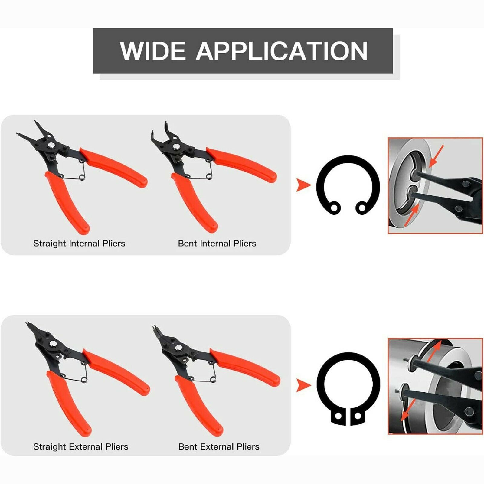4 in 1 Snap Ring Pliers Plier Set Circlip Combination Retaining Clip Heavy Duty