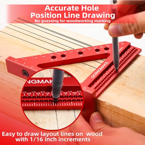 Carpenter Square Hole Scribing Ruler Woodworking Measuring Tool