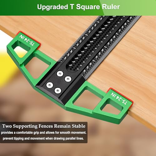 24 Inch Aluminum Woodworking T-Square Ruler for Carpentry