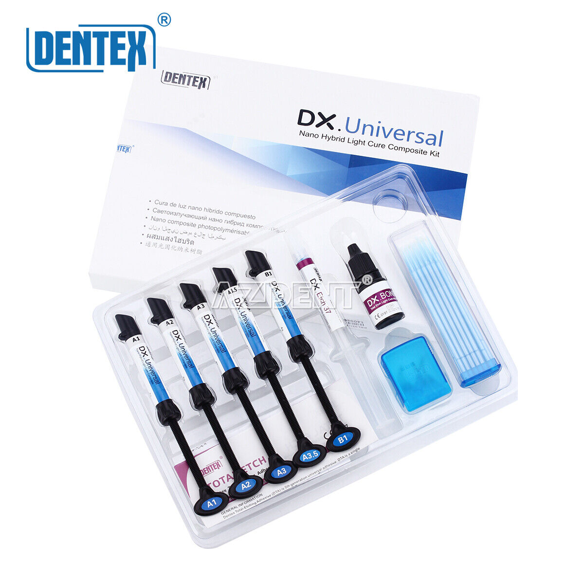  DENTEX Universal Dental Light Cure Composite Resin Kit A1 A2 A3 A3.5 B1