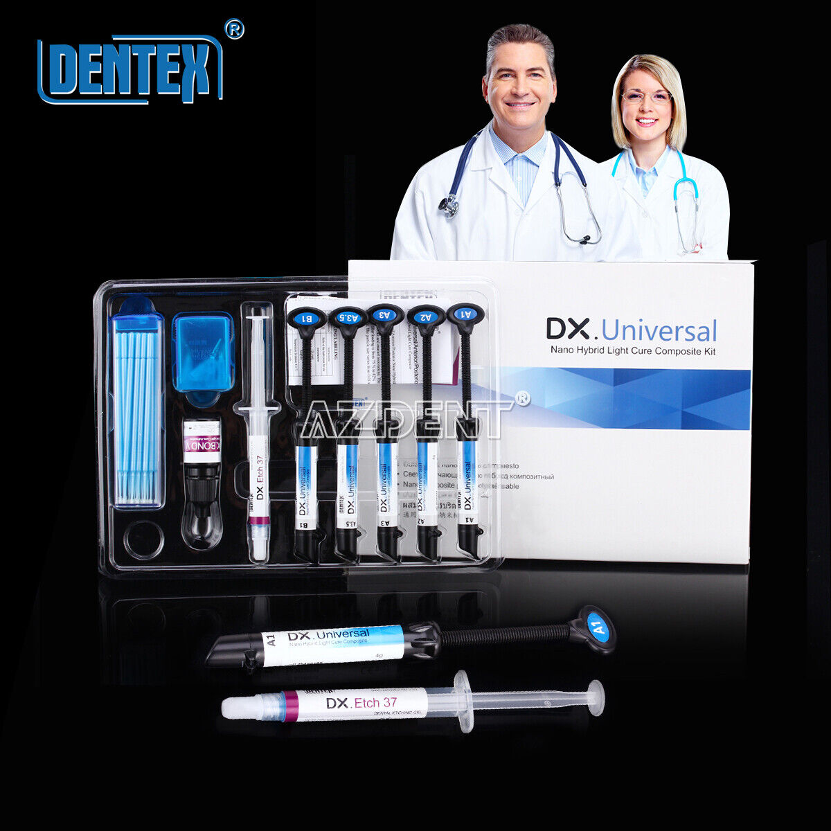  DENTEX Universal Dental Light Cure Composite Resin Kit A1 A2 A3 A3.5 B1