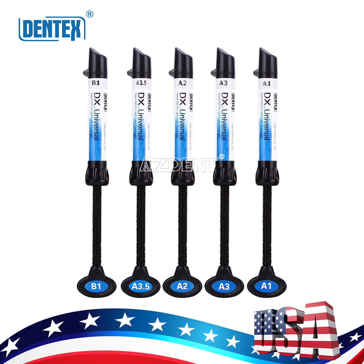  DENTEX Universal Dental Light Cure Composite Resin Kit A1 A2 A3 A3.5 B1