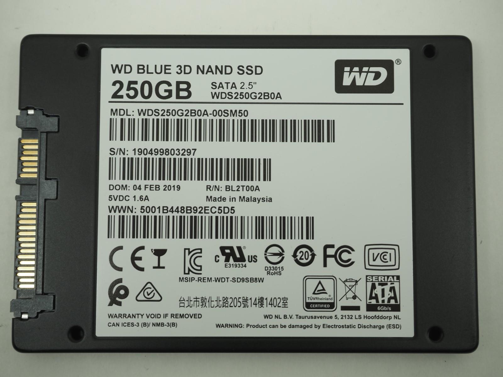 WD BLUE 3D NAND 250GB 2.5" SATA Laptop SSD Solid State Tested,Wiped -WDS250G2B0A