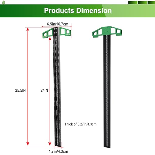24 Inch Aluminum Woodworking T-Square Ruler for Carpentry