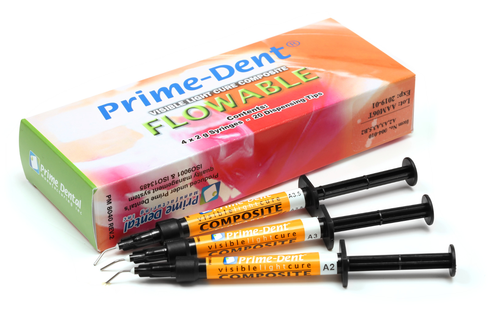 New Dental Flowable Visible Light Cure Light Cure Composite 4 Syringe Kit - A2