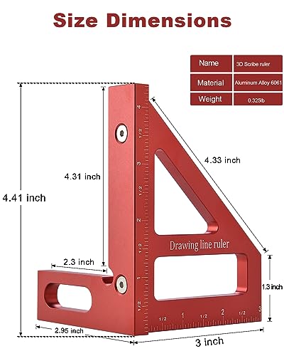 Imperial 3D Multi-Angle Measuring Ruler, High Precision Tool
