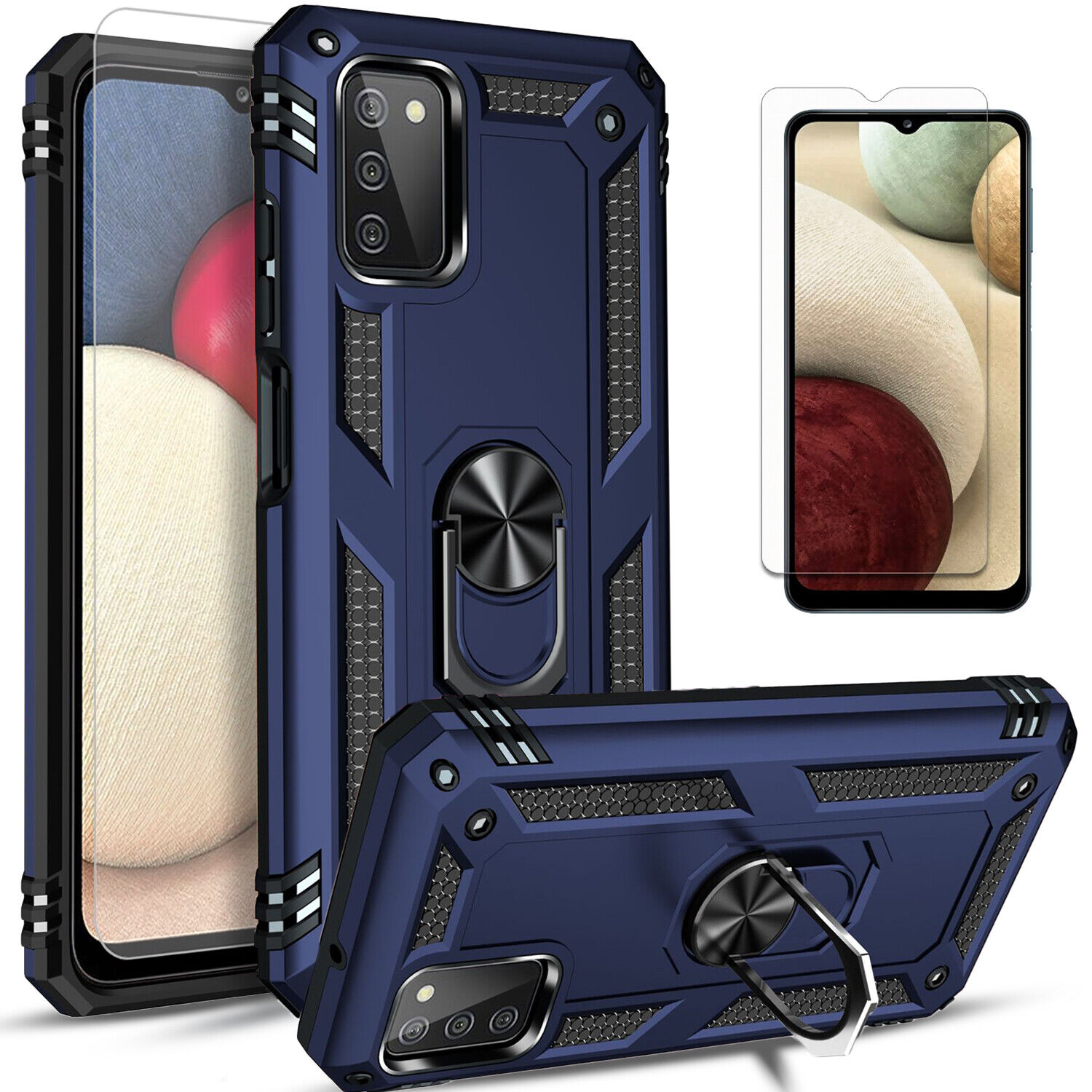 For Samsung Galaxy A03S Phone Case Shockproof Cover +Tempered Glass Protector