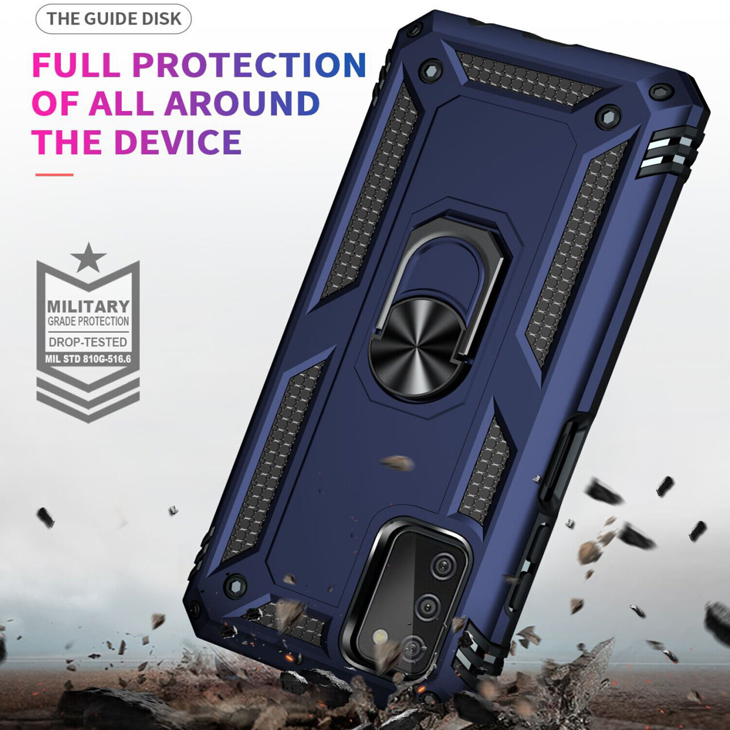 For Samsung Galaxy A03S Phone Case Shockproof Cover +Tempered Glass Protector