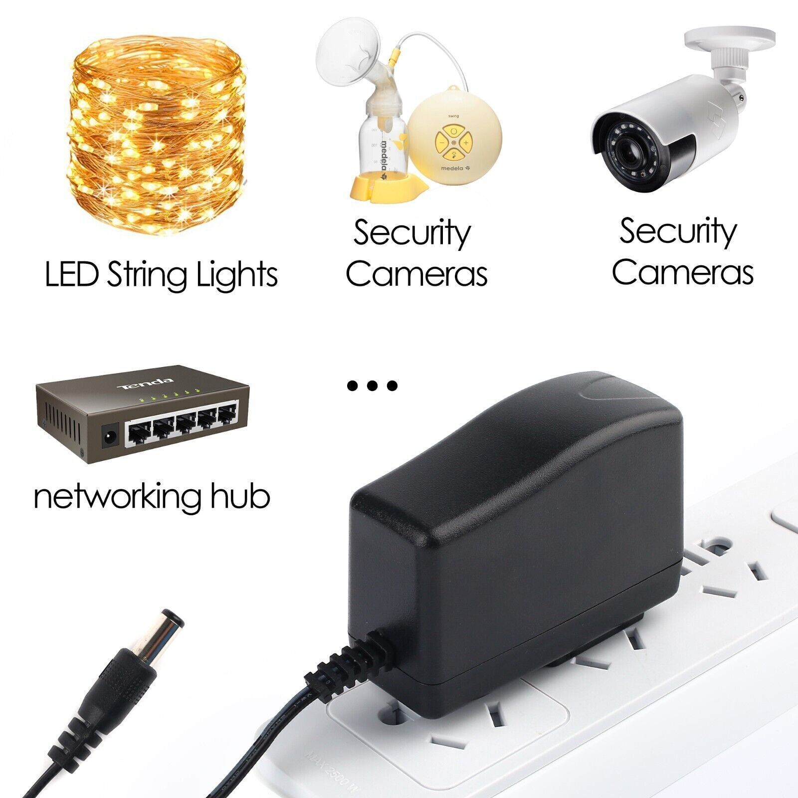 AC 100-240V to DC 12V 2A Power Supply Adapter Heavy-Duty LED Light Strip 24W SMD