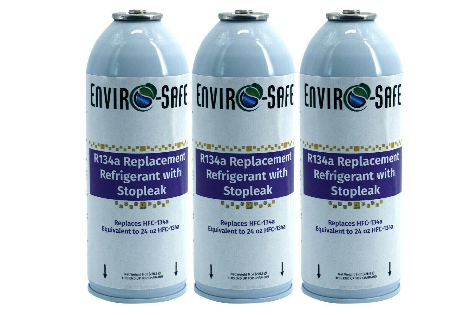 Envirosafe Auto AC R134a Replacement Refrigerant w Stop Leak 3 cans