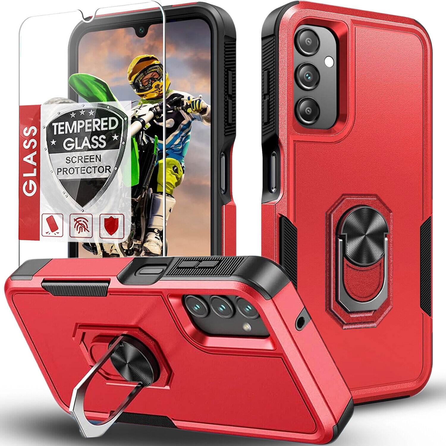 For Samsung Galaxy A15 A14 5G A54 A35 A03S A13 Case Shockproof Phone Cover+Glass