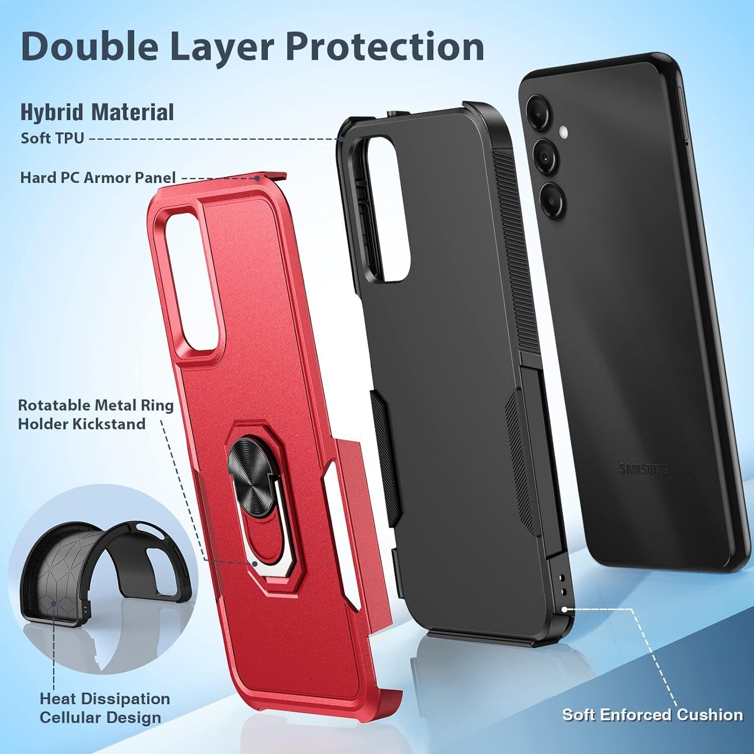 For Samsung Galaxy A15 A14 5G A54 A35 A03S A13 Case Shockproof Phone Cover+Glass