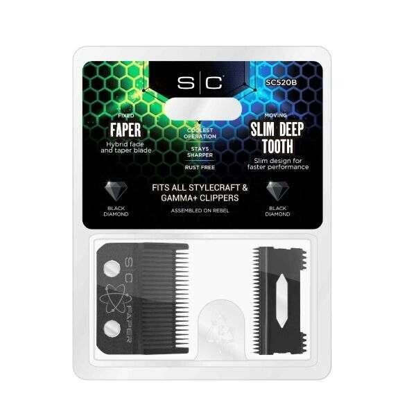 StyleCraft Replacement Fixed Black Diamond Faper Blade Set | SC520B