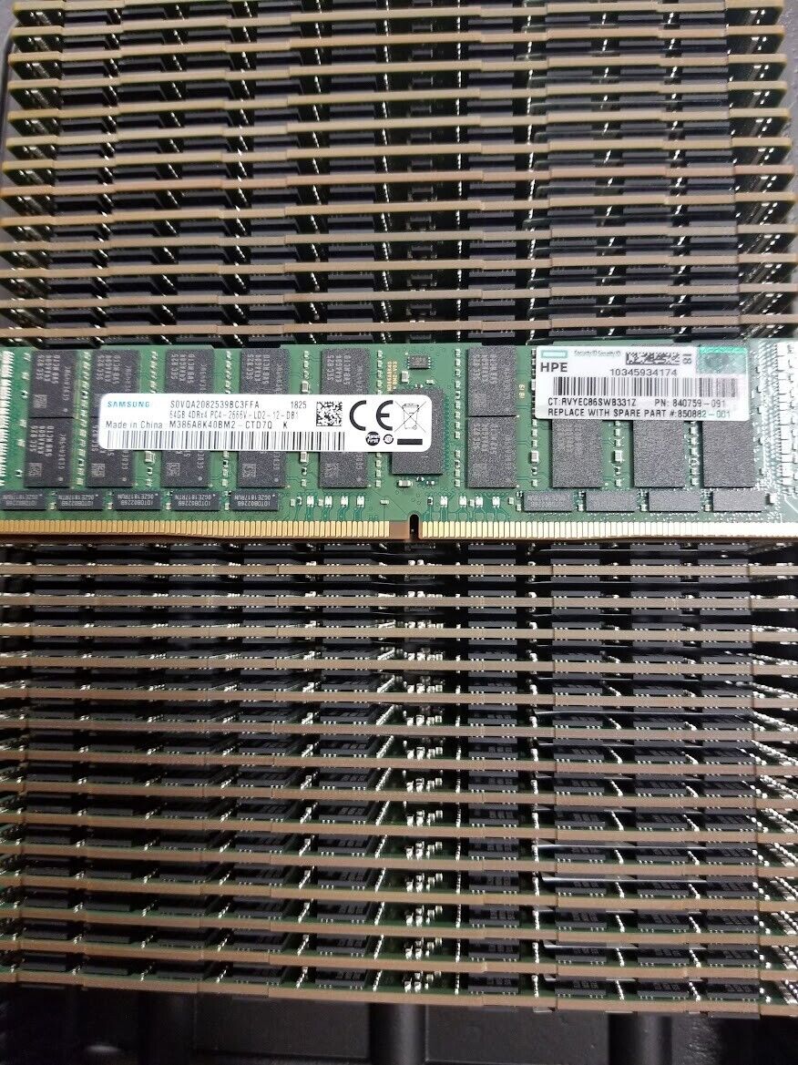 HPE 815101-B21 840759-091 64GB 4DRX4 PC4-2666V M386A8K40BM2-CTD LRDIMM Samsung