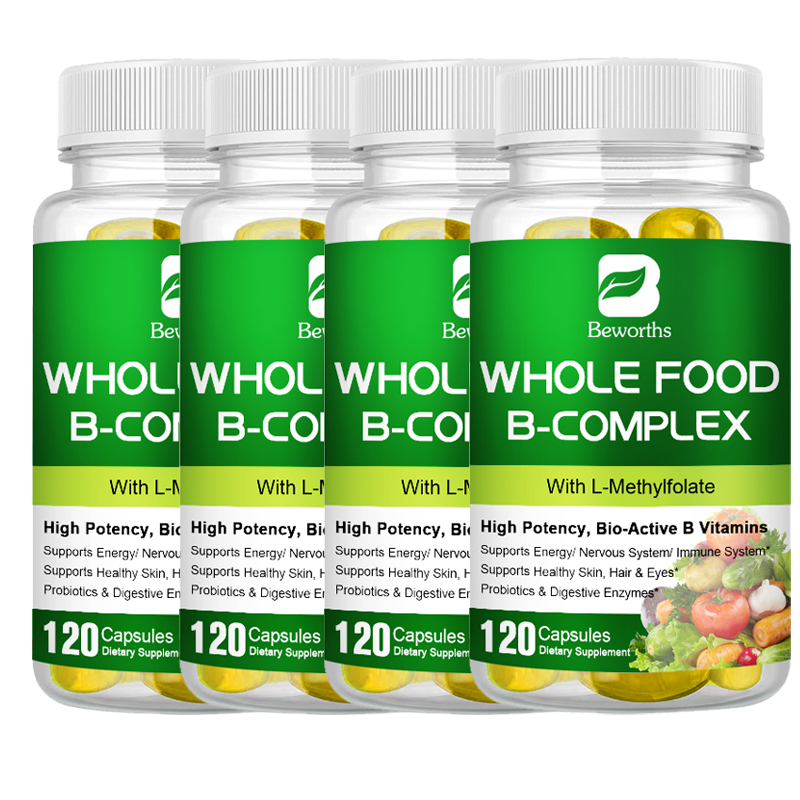 Vitamin B Complex 120 Capsules B1,B2,B3,B5,B6,B7,B9,B12, Immune Support Pills