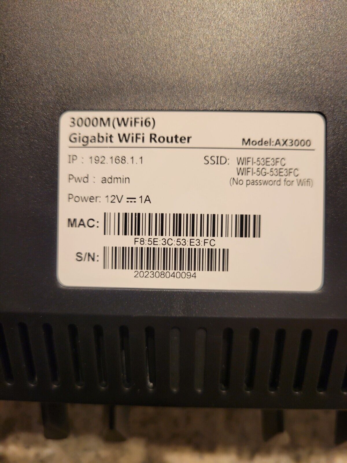 Router Ax3000 DualBand WiFi 6 Router Black New 6 Amplifiers 160 Mhz New Gigabit 