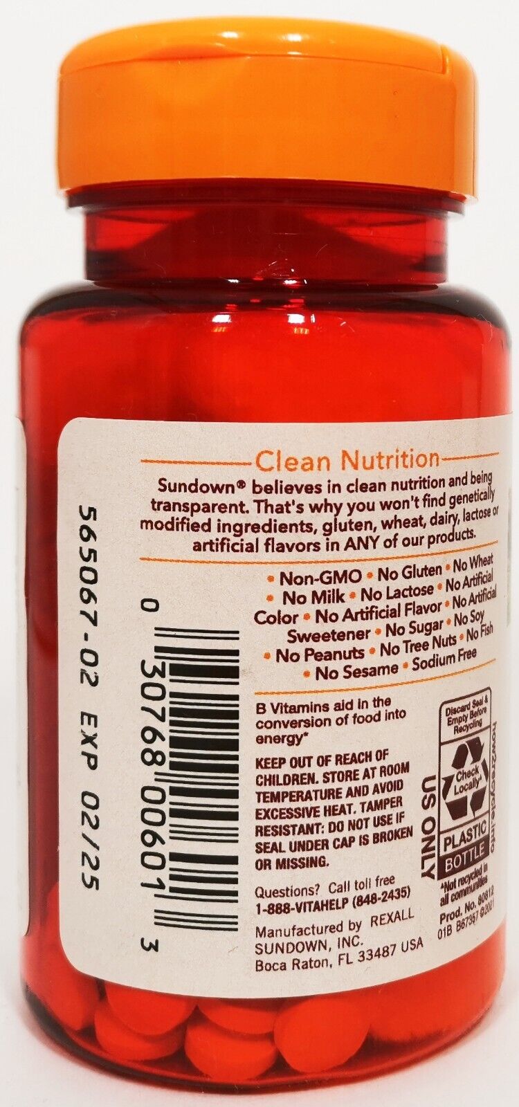Sundown Naturals B-Complex vitamin supplement 100tablets EXP:05/2025