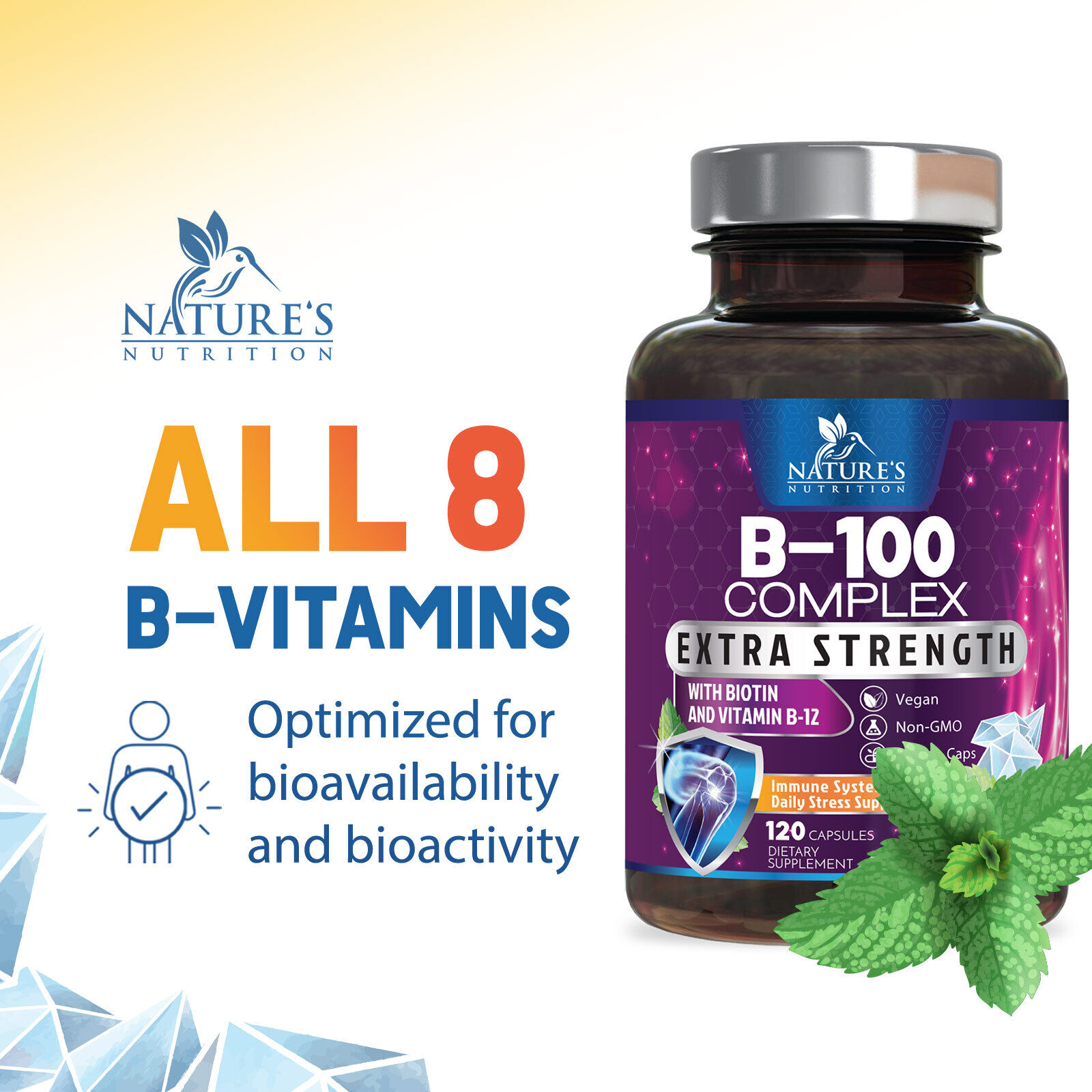 Vitamin B Complex Vitamin B Supplement - B-Complex Vitamins with B12, B6, B9