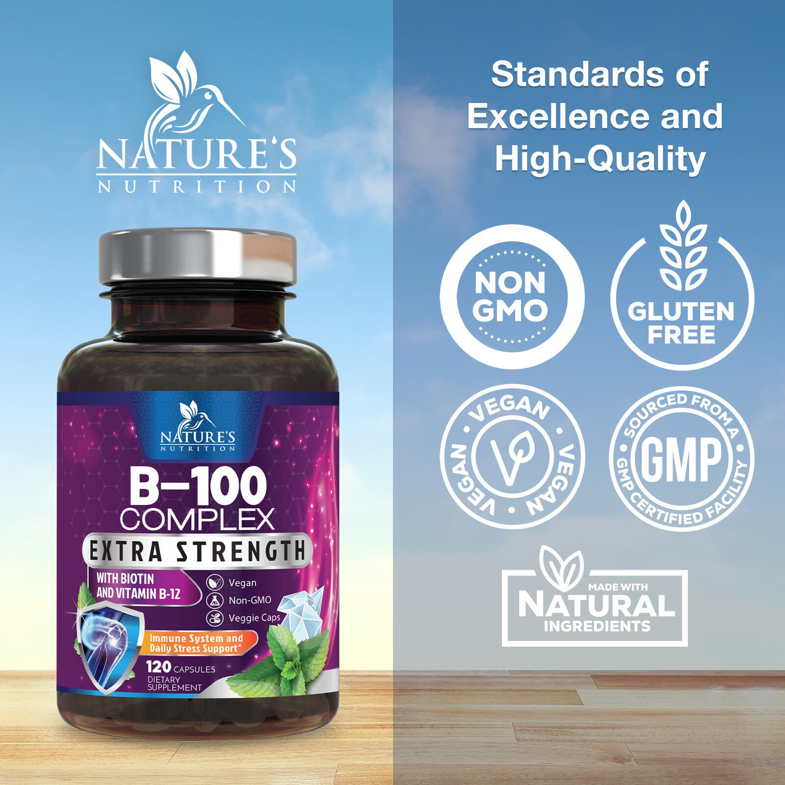 Vitamin B Complex Vitamin B Supplement - B-Complex Vitamins with B12, B6, B9