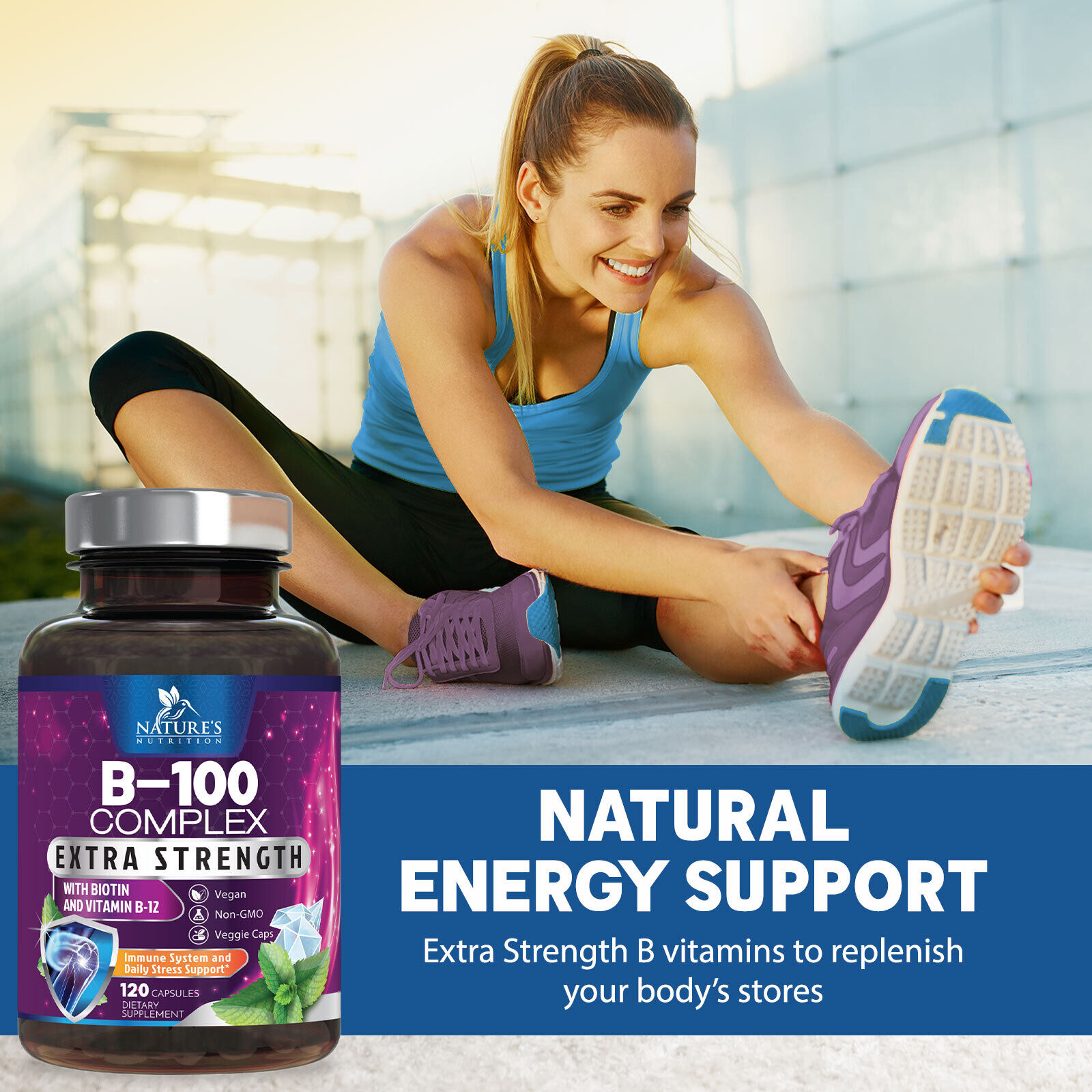 Vitamin B Complex Vitamin B Supplement - B-Complex Vitamins with B12, B6, B9