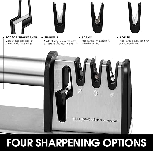 4-in-1 Kitchen Knife & Scissors Sharpener Tool