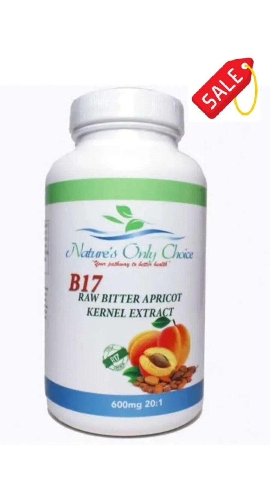 Organic Vitamin B 17 Apricot Seed Kernel Bitter 600mg/100 Capsules Extract USA