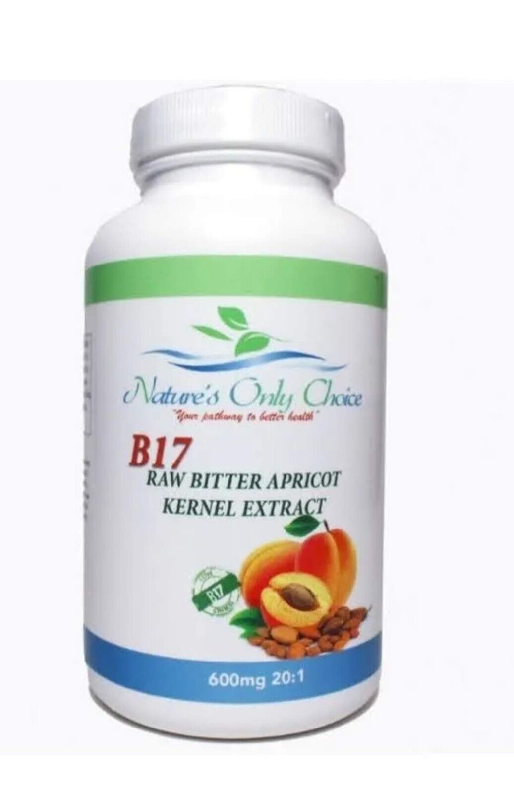 Organic Vitamin B 17 Apricot Seed Kernel Bitter 600mg/100 Capsules Extract USA
