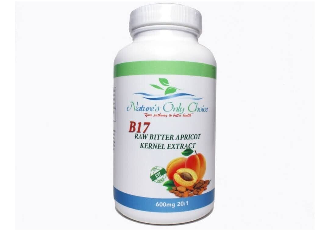 Organic Vitamin B 17 Apricot Seed Kernel Bitter 600mg/100 Capsules Extract USA