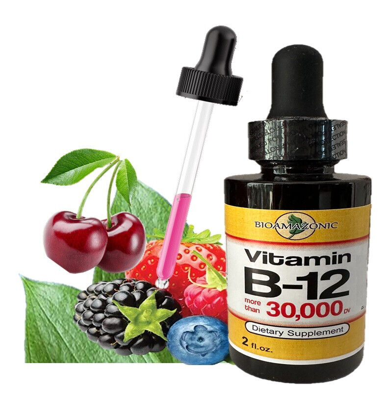 Vitamin B12 Sublingual Liquid Drops 30,000 Natural Energy Booster (2 oz)