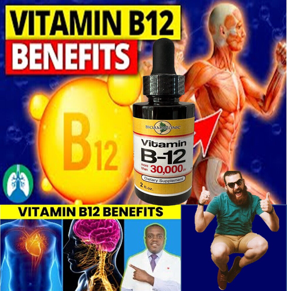 Vitamin B12 Sublingual Liquid Drops 30,000 Natural Energy Booster (2 oz)