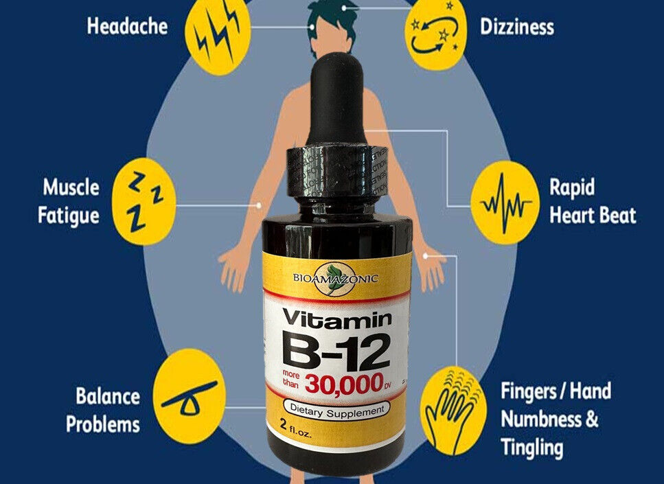 Vitamin B12 Sublingual Liquid Drops 30,000 Natural Energy Booster (2 oz)