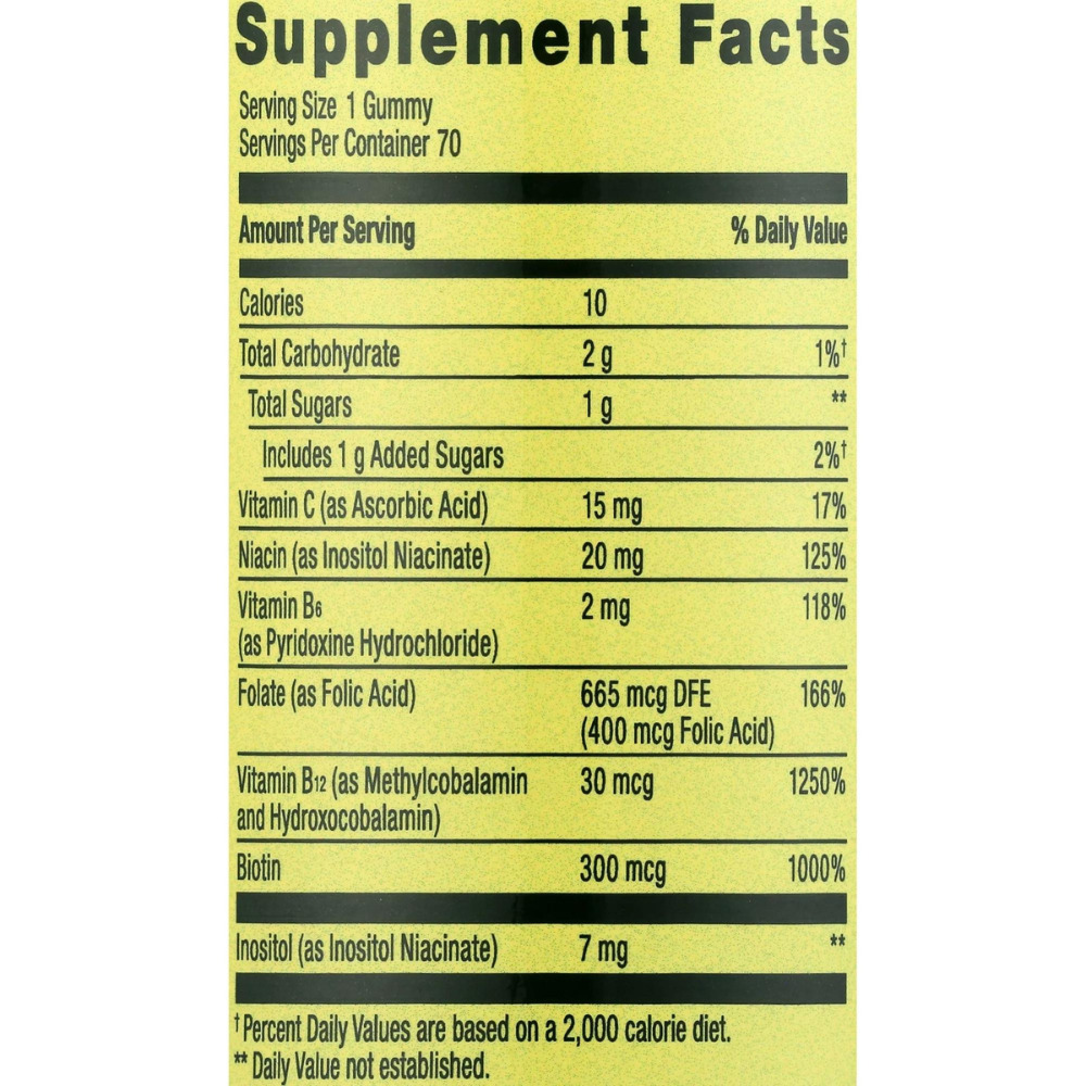 Spring Valley Vitamin B Complex Supplement Adult Vegetarian Gummies, 70 Count