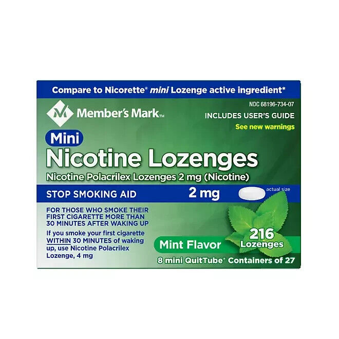 Member’S Mark Nicotine 2Mg Mint Mini Lozenge 216CT - FREE SHIPPING