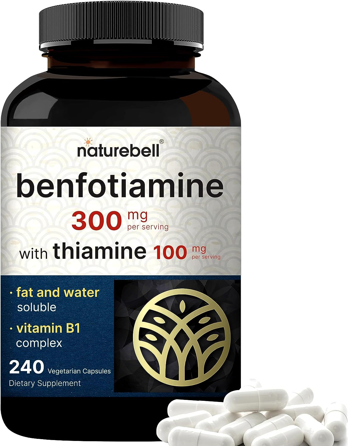 Benfotiamine 300Mg | 240 Veggie Capsules, Essential B1 Benfotiamine Supplement..
