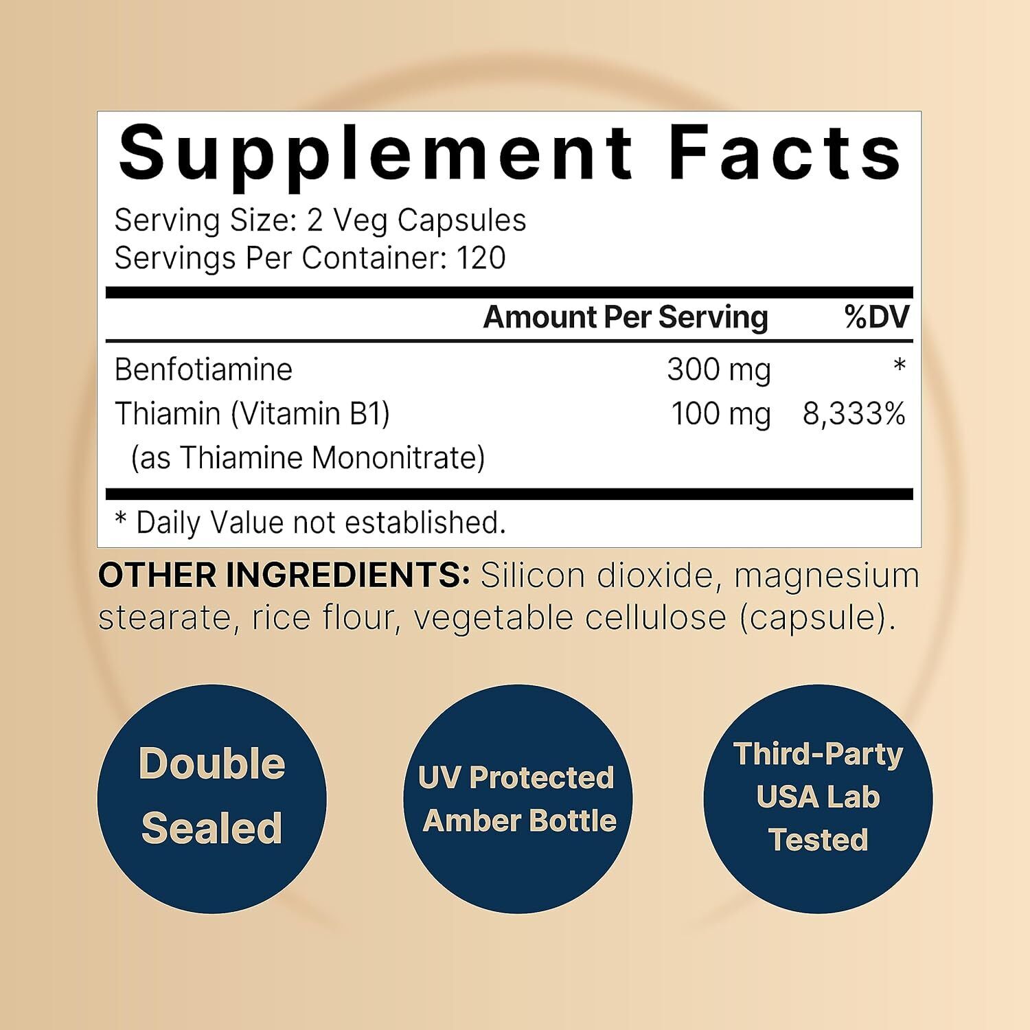 Benfotiamine 300Mg | 240 Veggie Capsules, Essential B1 Benfotiamine Supplement..