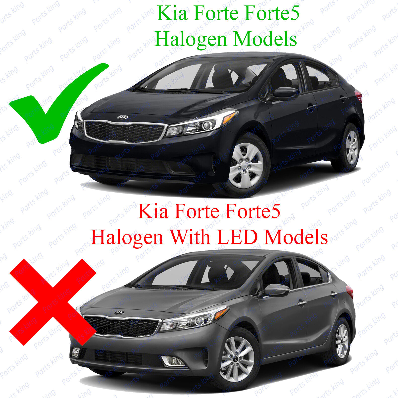 For 2017 2018 Kia Forte Sedan Headlight Halogen w/o LED Driver Passenger w Bulbs