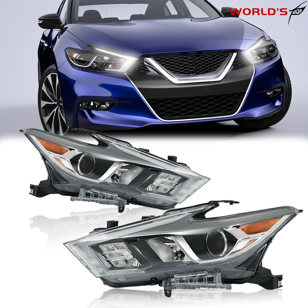 Full LED Headlights For 2016-2018 Nissan Maxima Chrome Housing Left+Right Side