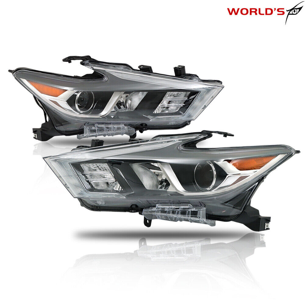Full LED Headlights For 2016-2018 Nissan Maxima Chrome Housing Left+Right Side