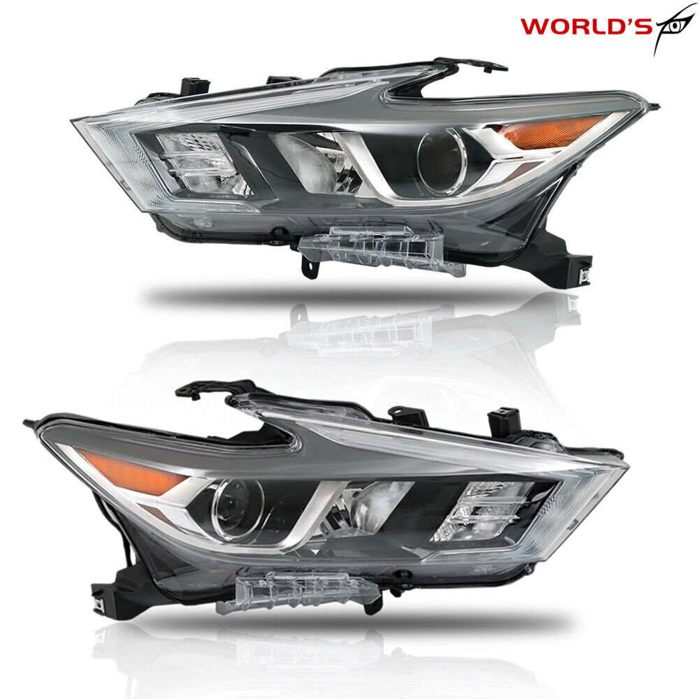Full LED Headlights For 2016-2018 Nissan Maxima Chrome Housing Left+Right Side
