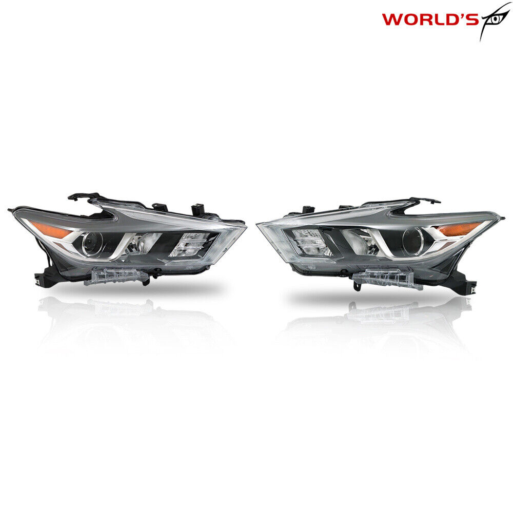 Full LED Headlights For 2016-2018 Nissan Maxima Chrome Housing Left+Right Side