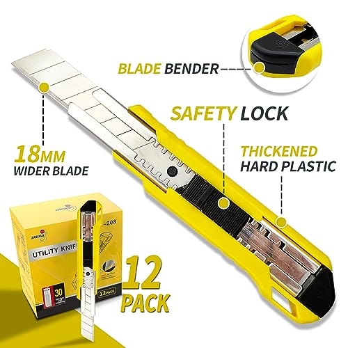 12-Pack Utility Knife with 30 Extra Blades