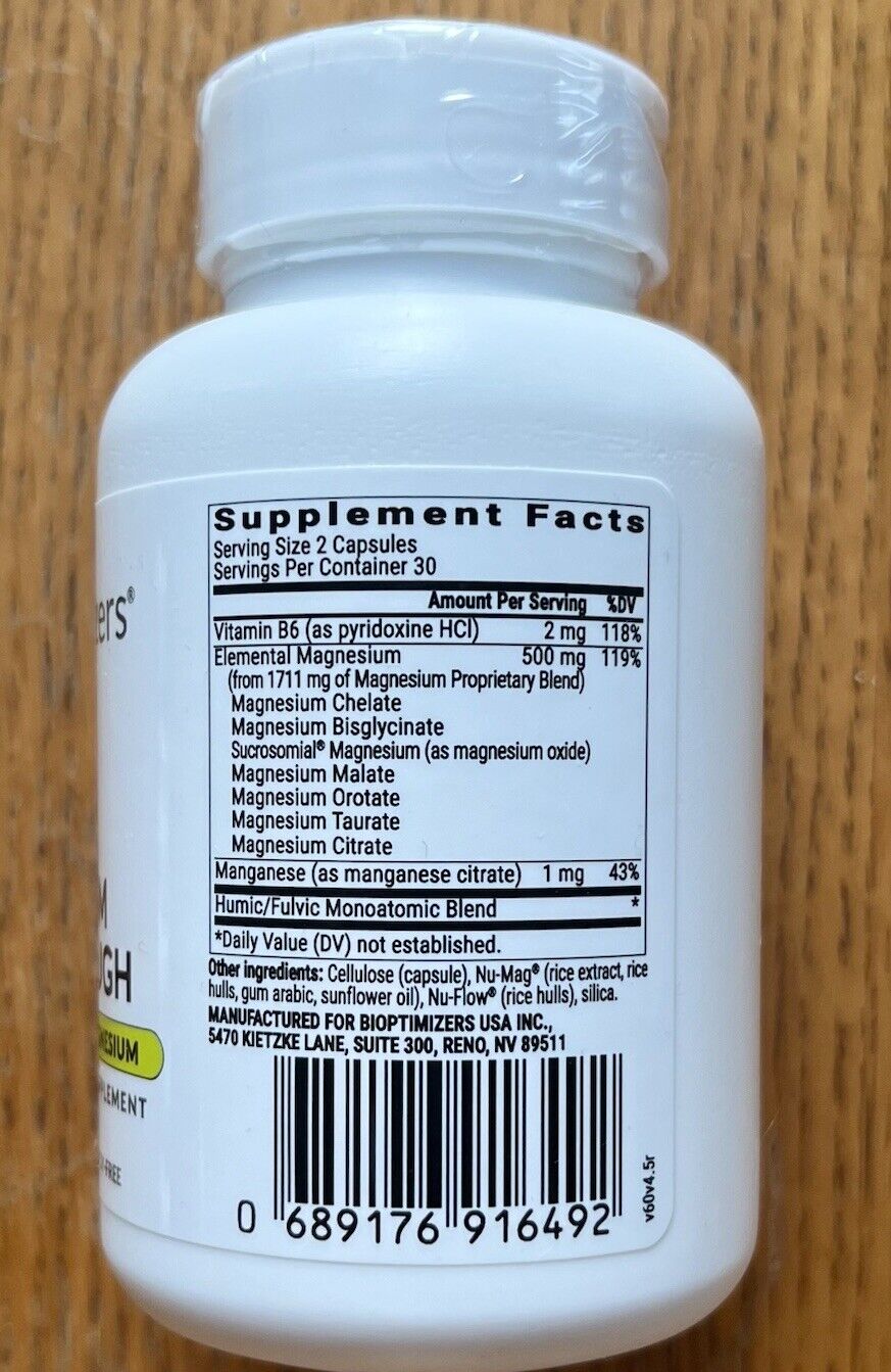 Bioptimizers Magnesium Breakthrough all 7 essential forms 60 caps Free Shipping