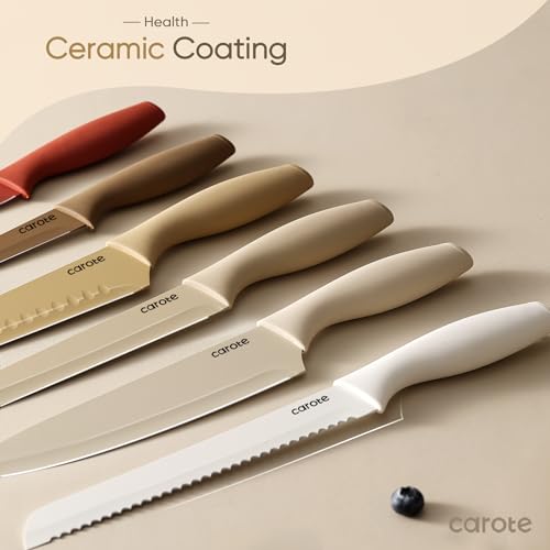CAROTE 12-Piece Kitchen Knife Set, Stainless Steel, Nonstick
