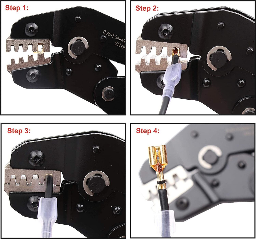 0.25-1.5mm² SN-58B Ratchet Crimping Plier Crimper Tool AWG24-13 for Terminal Kit